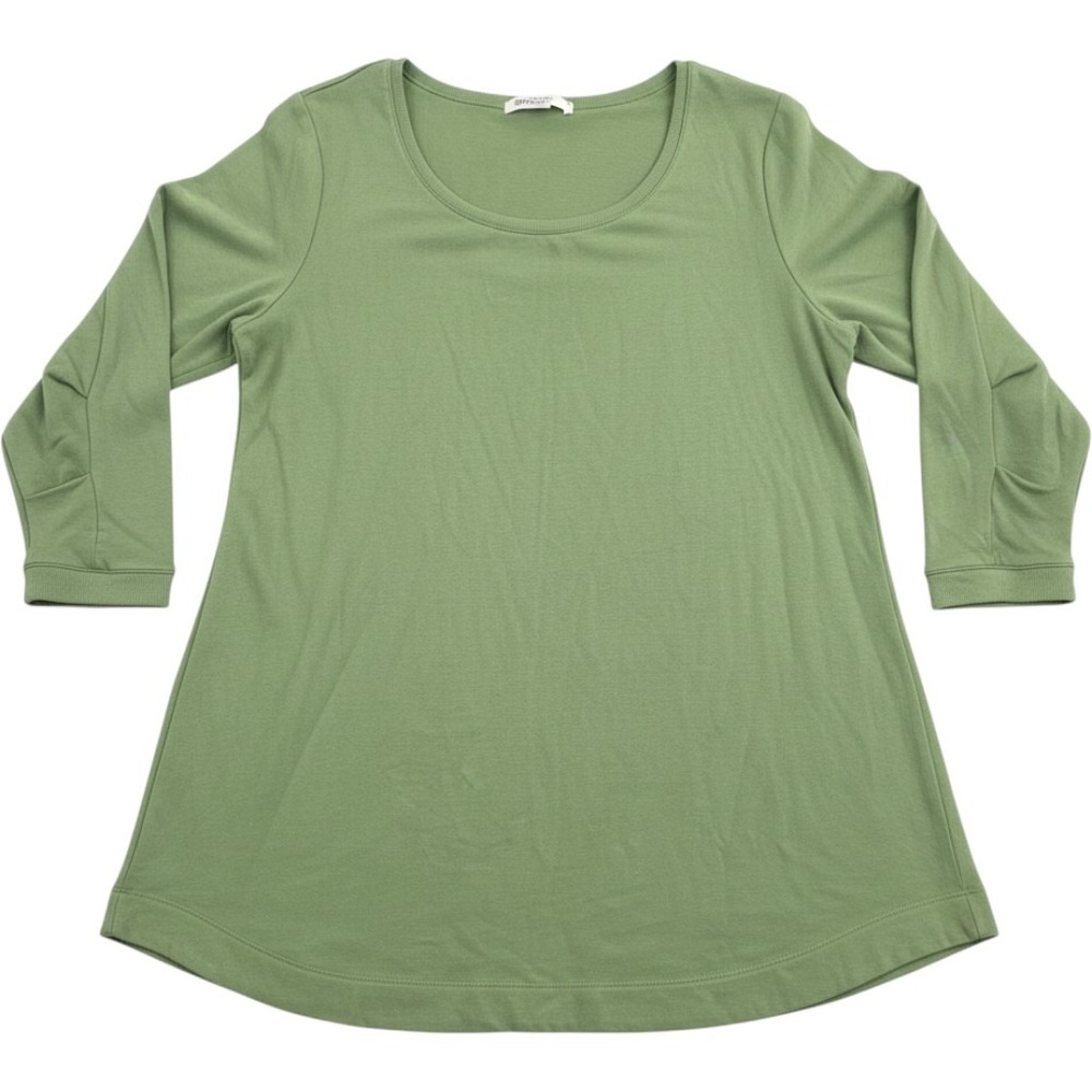 H by Halston Womens Sage Green French Terry 3/4 Sleeve Tunic Top Large